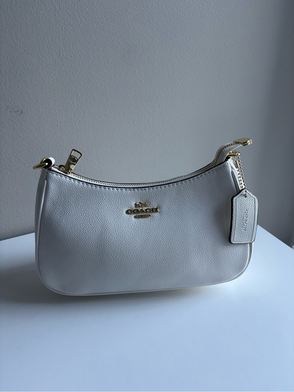 Coach Cream Pebble Leather Mini Hobo with Gold Hardware
